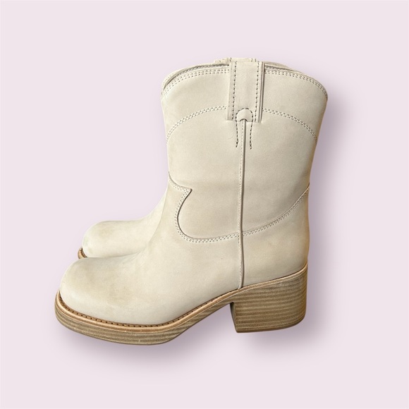 Jeffrey Campbell Sleepy Cowboy Ankle Boots in Ivory Nubuck - Picture 4 of 9